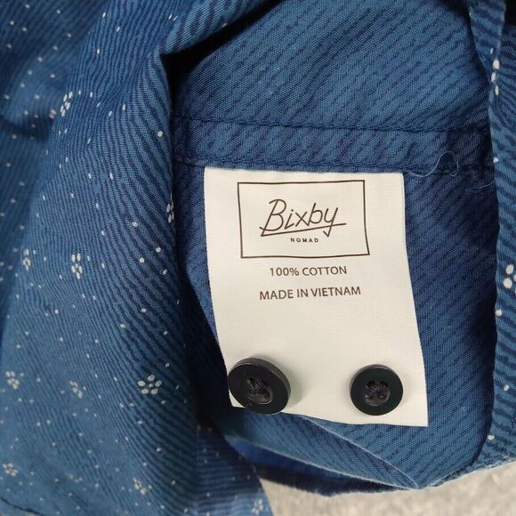 Bixby Nomad Shirt Mens Large Blue Geometric‎ Print Regular Fit Casual Evening - Picture 5 of 7